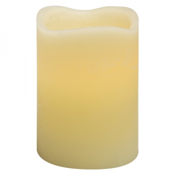 Real Wax Large Flickering LED Cream Pillar Candle - 10 x 15cm